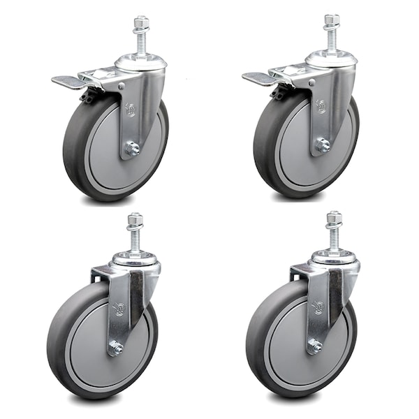 Service Caster 6 Inch Thermoplastic Rubber Swivel 3/8 Inch Stem Caster Total Lock Brake, 2PK SCC-TSTTL20S614-TPRB-381615-2-S-2 - main